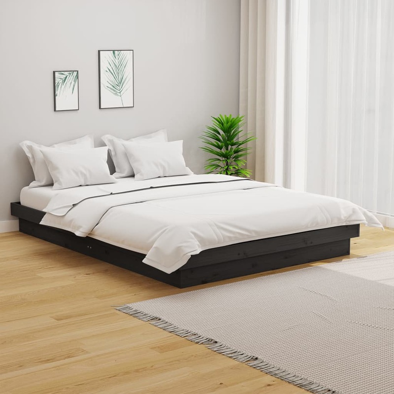 Berkfield Bed Frame Grey Solid Wood 135×190 cm Double