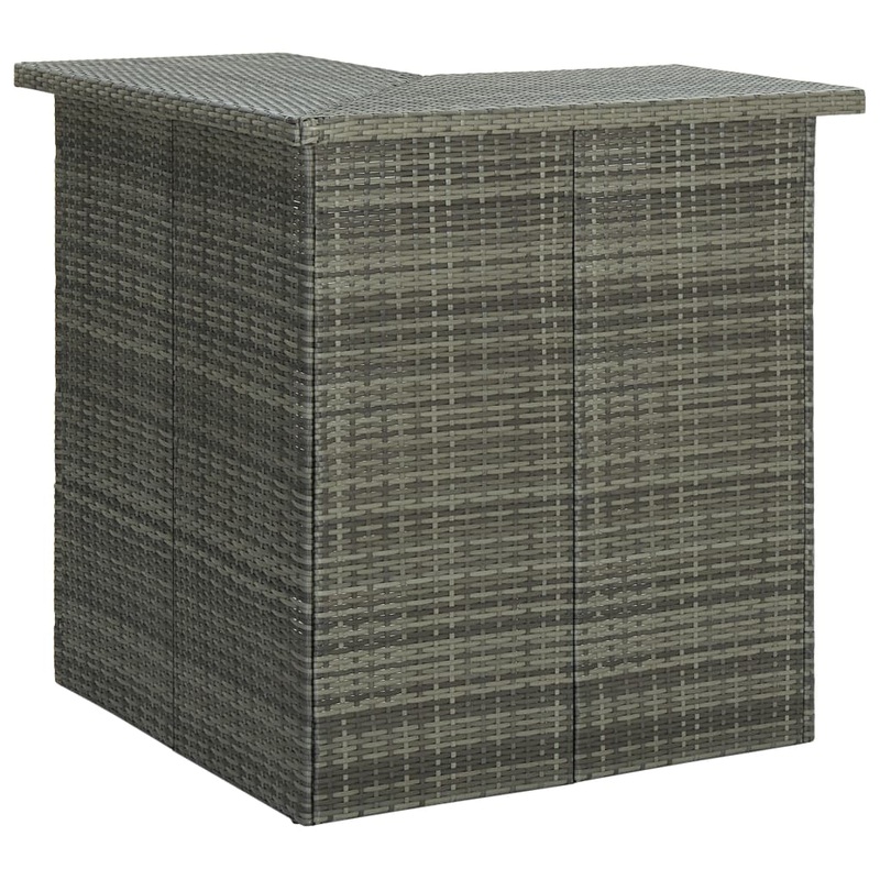 Berkfield Corner Bar Table Grey 100x50x105 cm Poly Rattan