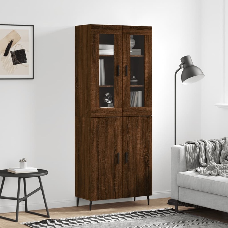 Berkfield Highboard Brown Oak 69.5x34x180 cm Engineered Wood