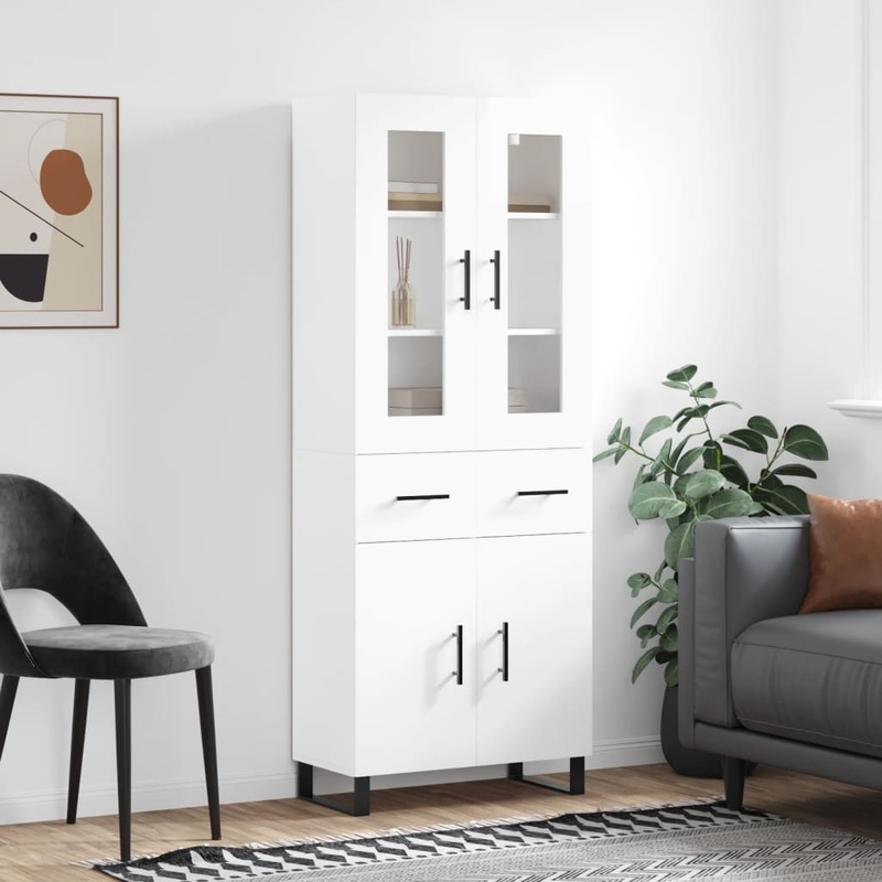 Berkfield Highboard High Gloss White 69.5x34x180 cm Engineered Wood