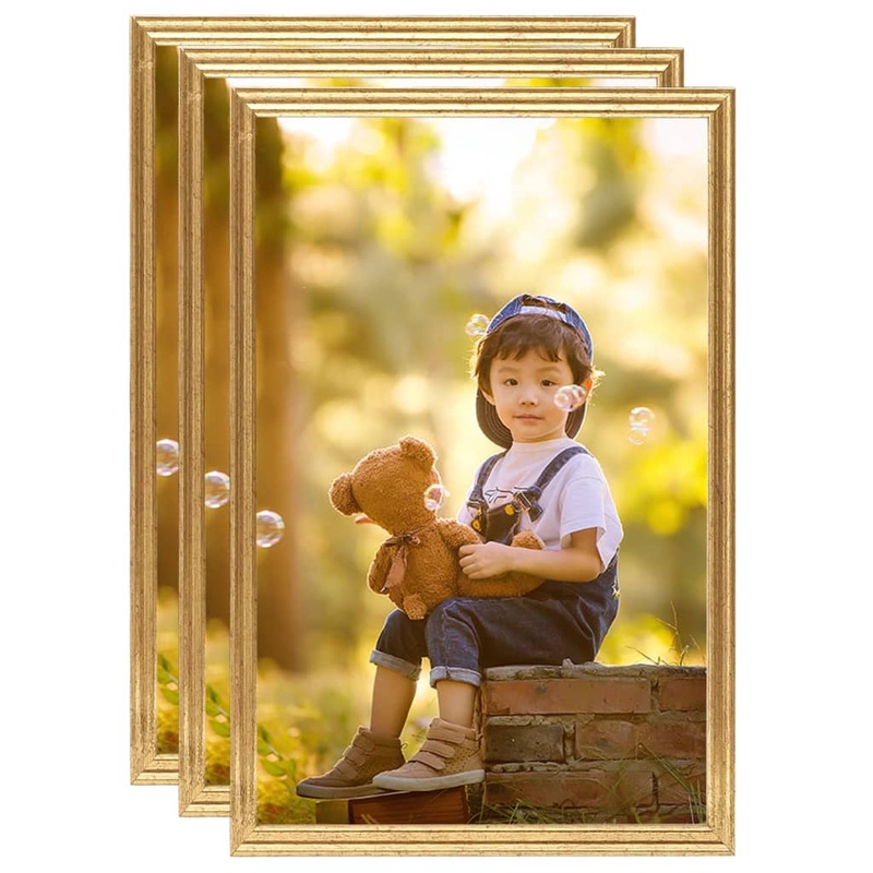 Berkfield Photo Frames Collage 3 pcs for Wall or Table Gold 70×90 cm MDF