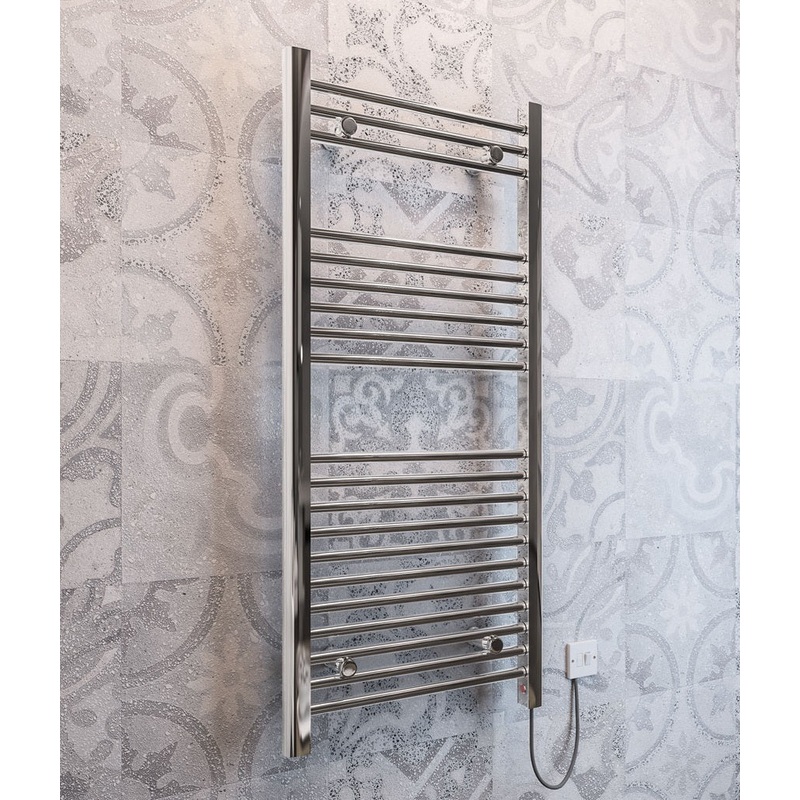 Eastbrook Biava Straight Chrome Dry Electric Towel Rail With Integrated On/Off Button 1100mm x 500mm