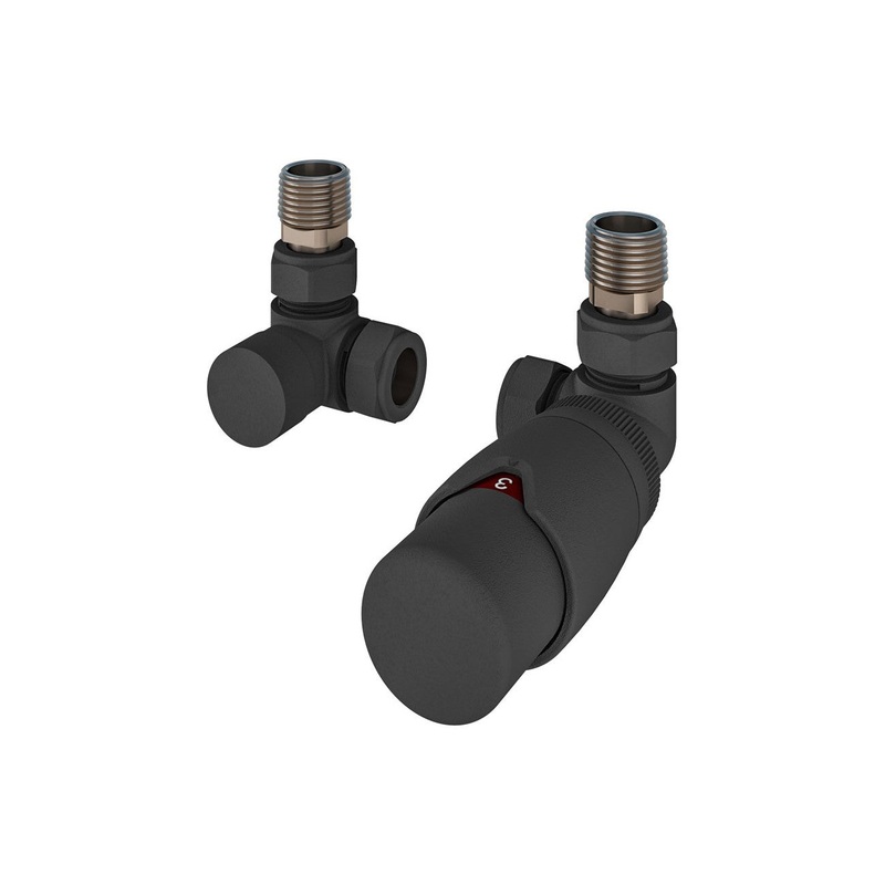 Eastbrook Darlington Corner Matt Anthracite Bi-Directional TRV with Lockshield 15mm (pair)