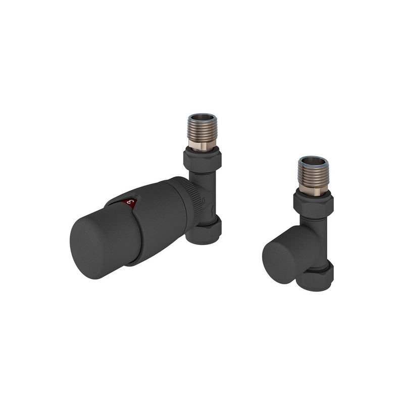 Eastbrook Darlington Straight Matt Anthracite Bi-Directional TRV with Lockshield 15mm (pair)