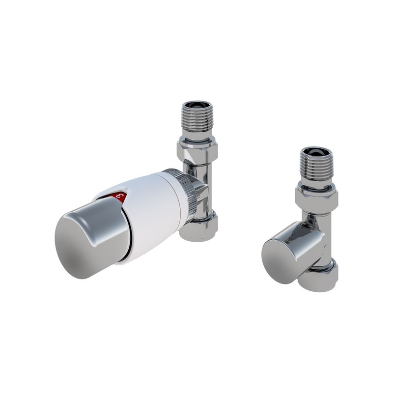 Eastbrook Darlington Straight White/Chrome Bi-Directional TRV with Lockshield 15mm (pair)