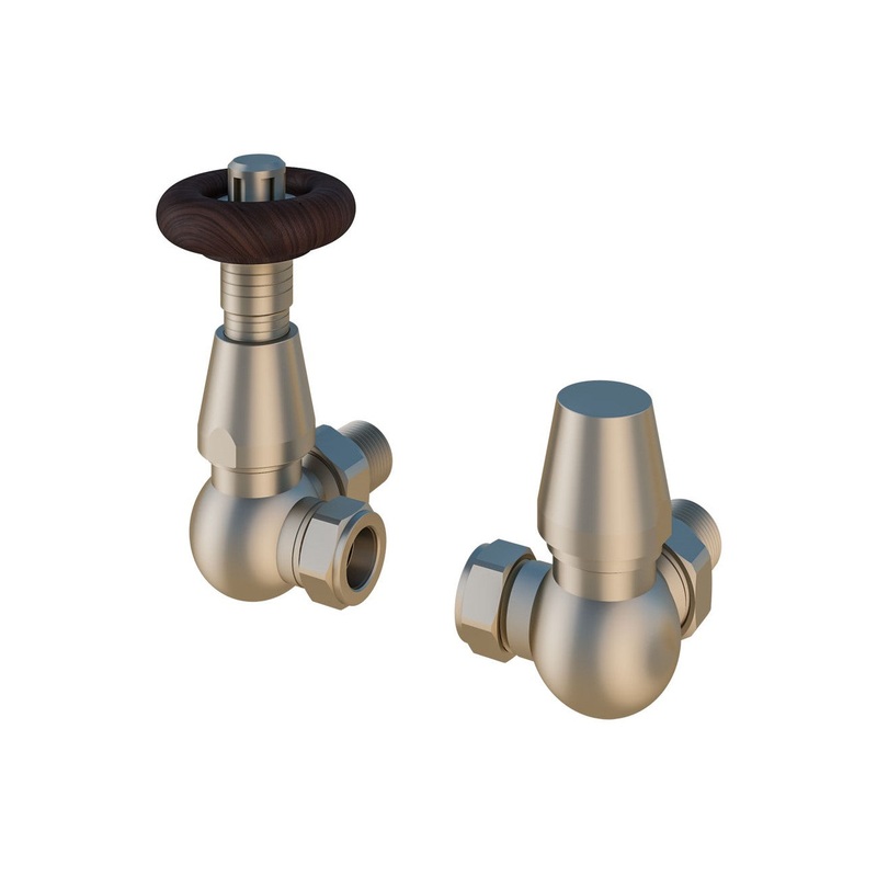 Eastbrook Traditional Corner Satin Nickel TRV with Lockshield 15mm (pair)