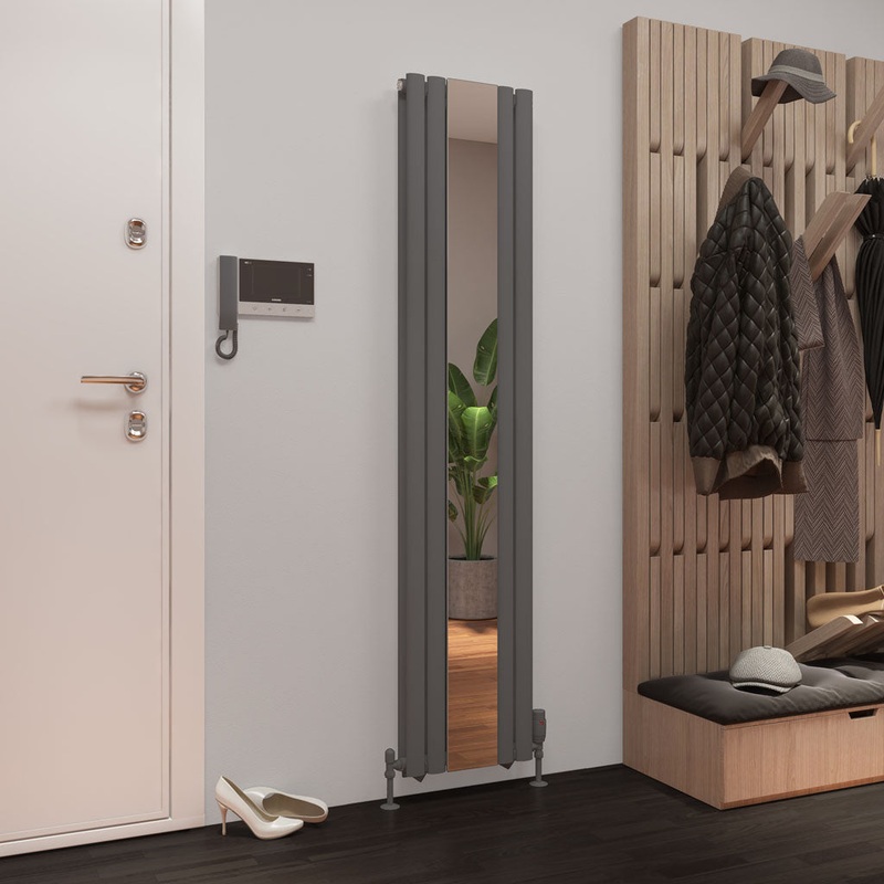 Eastbrook Tunstall Matt Anthracite Double Panel Designer Mirror Radiator 1800mm x 380mm