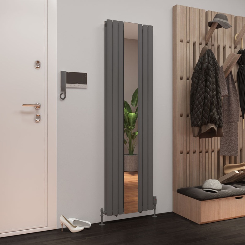 Eastbrook Tunstall Matt Anthracite Double Panel Designer Mirror Radiator 1800mm x 500mm