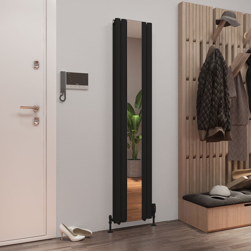 Eastbrook Tunstall Matt Black Double Panel Designer Mirror Radiator 1800mm x 380mm