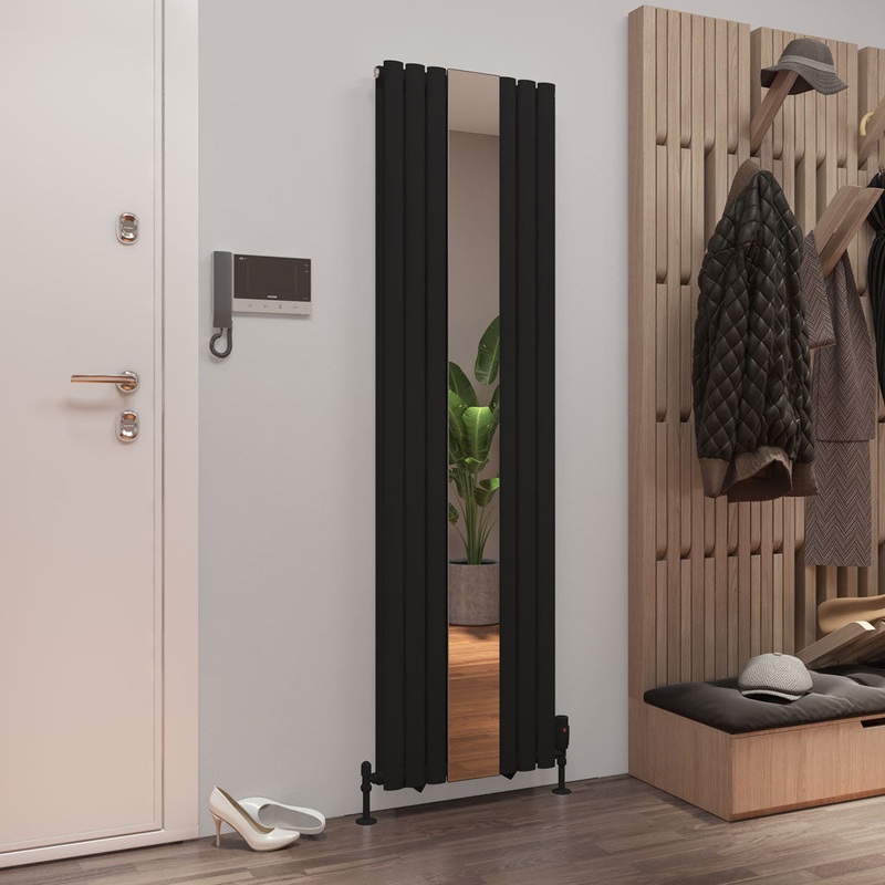 Eastbrook Tunstall Matt Black Double Panel Designer Mirror Radiator 1800mm x 500mm