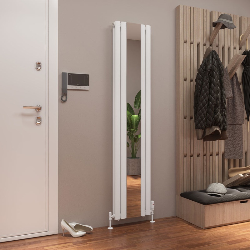 Eastbrook Tunstall Matt White Double Panel Designer Mirror Radiator 1800mm x 380mm