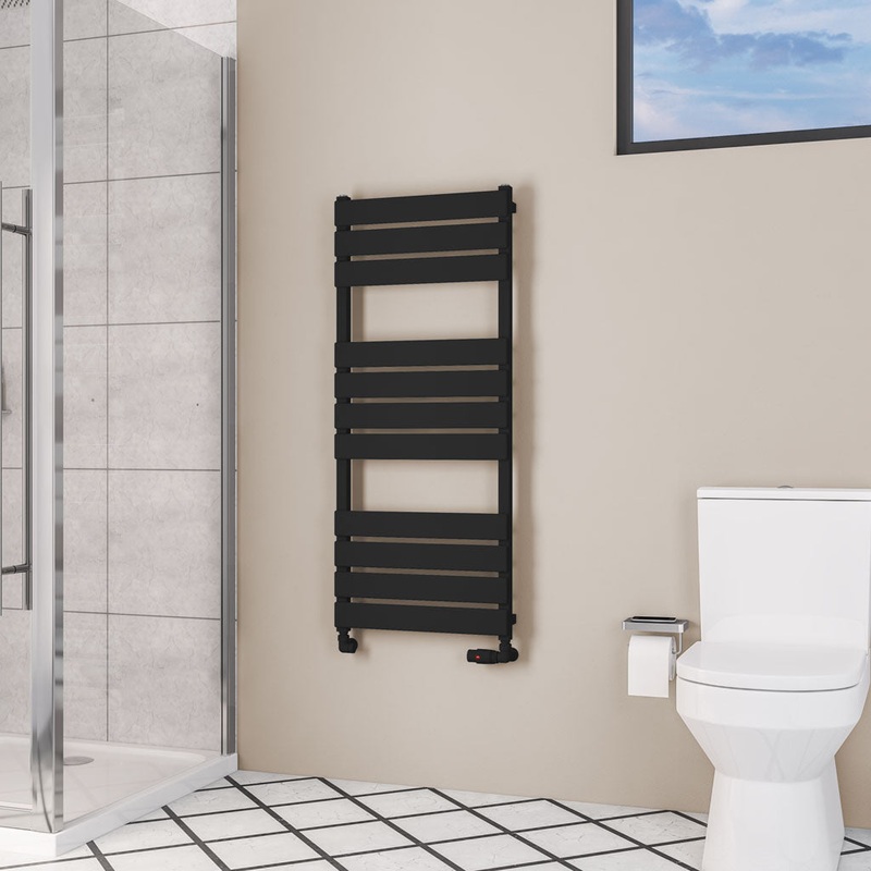 Eastbrook Deddington Matt Black Designer Towel Rail 1200mm x 500mm