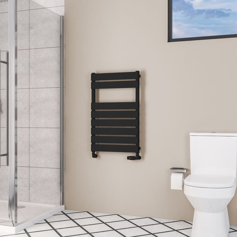 Eastbrook Deddington Matt Black Designer Towel Rail 800mm x 500mm