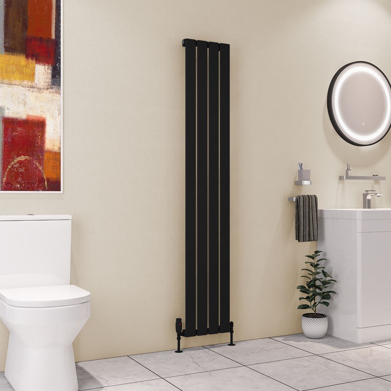 Eastbrook Deddington Matt Black Vertical Single Panel Designer Radiator 1800mm x 310mm