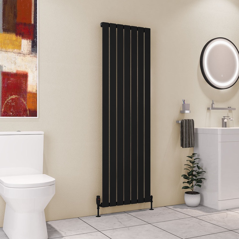 Eastbrook Deddington Matt Black Vertical Single Panel Designer Radiator 1800mm x 550mm
