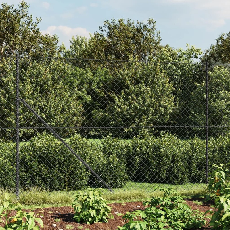 Berkfield Chain Link Fence with Spike Anchors Anthracite 2.2×10 m
