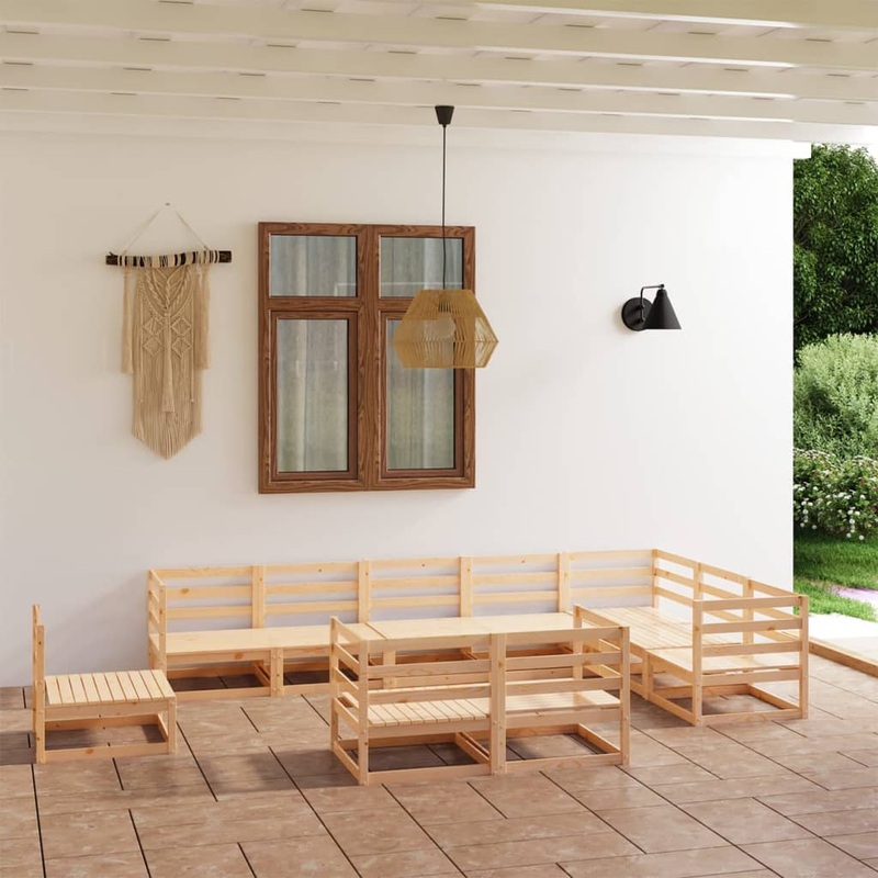 Berkfield 10 Piece Garden Lounge Set Solid Pinewood