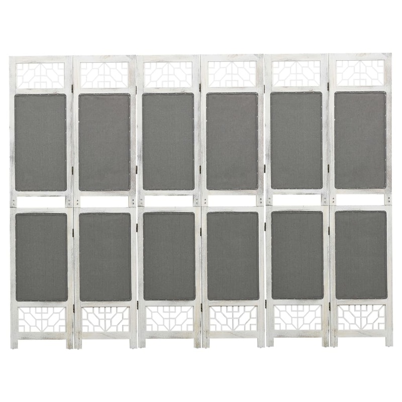 Berkfield 6-Panel Room Divider Grey 210×165 cm Fabric