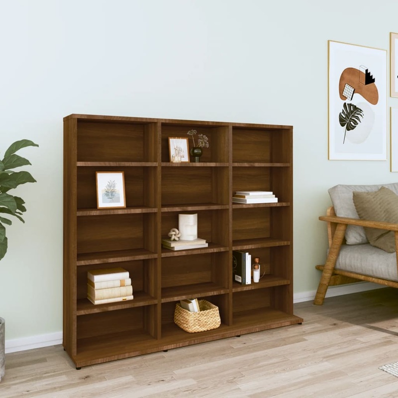 Berkfield CD Cabinet Brown Oak 102x23x89.5 cm Engineered Wood