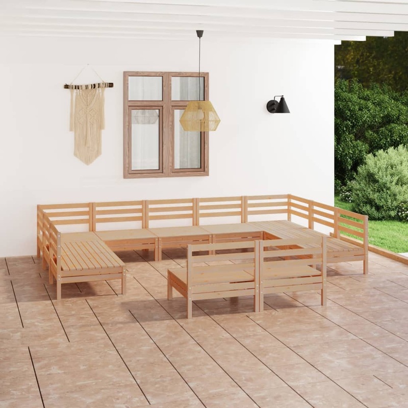 Berkfield 11 Piece Garden Lounge Set Solid Wood Pine