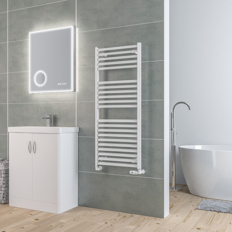 Eastbrook Velor Matt White Aluminium Towel Rail 1200mm High x 500mm Wide