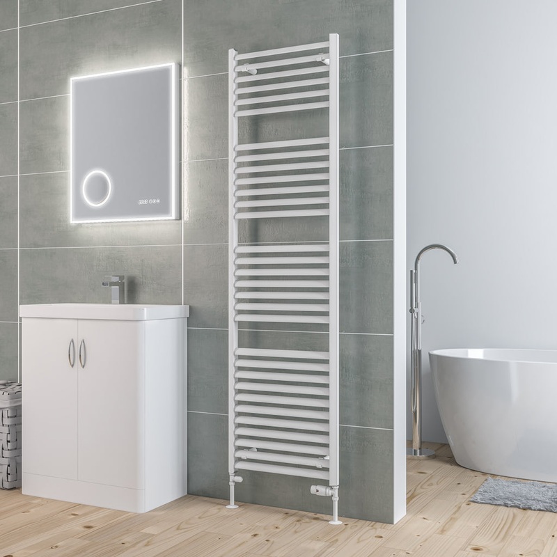 Eastbrook Velor Matt White Aluminium Towel Rail 1800mm High x 500mm Wide