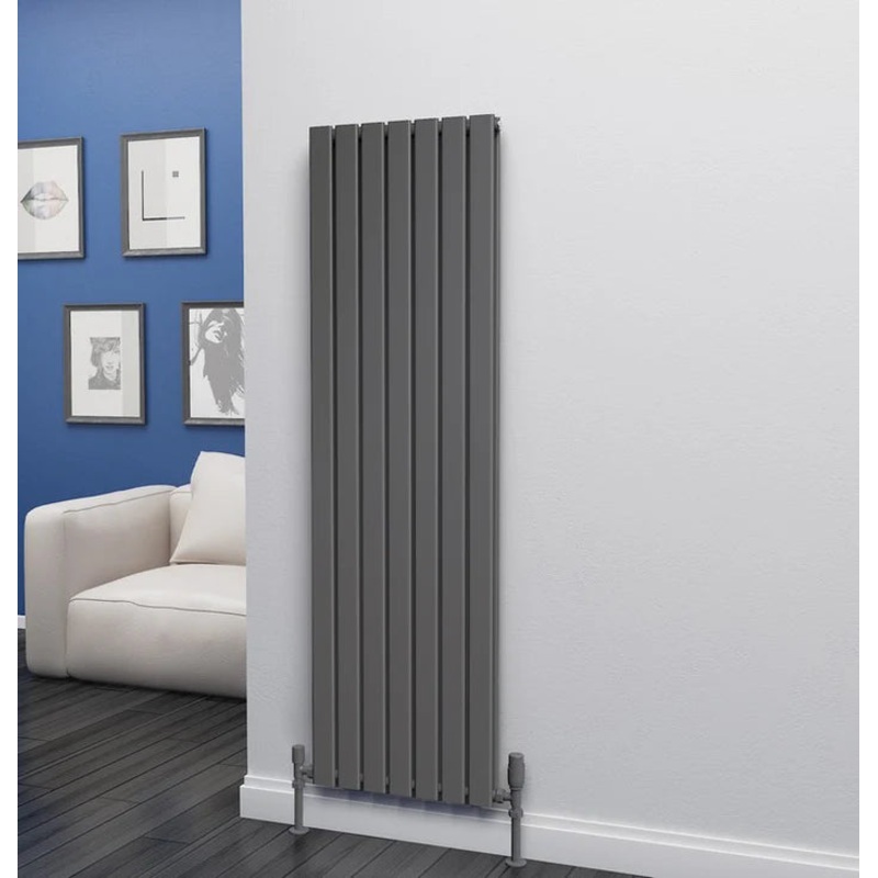 Eastgate Eben Steel Anthracite Double Panel Flat Tube Vertical Designer Radiators 1600×476