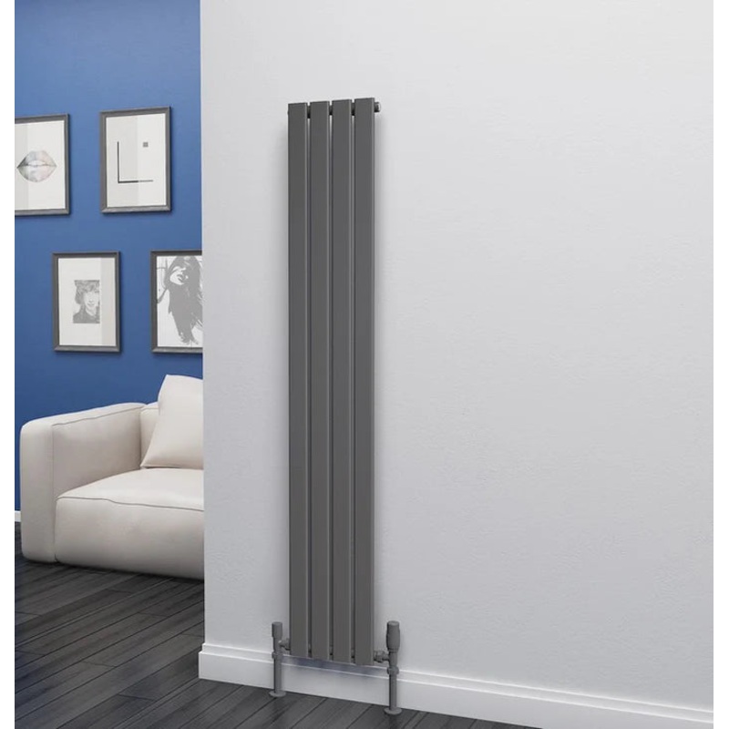 Eastgate Eben Steel Anthracite Single Panel Flat Tube Vertical Designer Radiators 1600×272