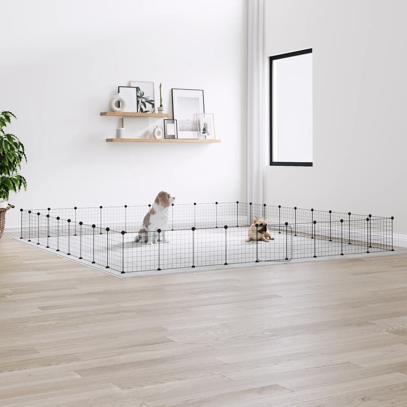 Berkfield 36-Panel Pet Cage with Door Black 35×35 cm Steel