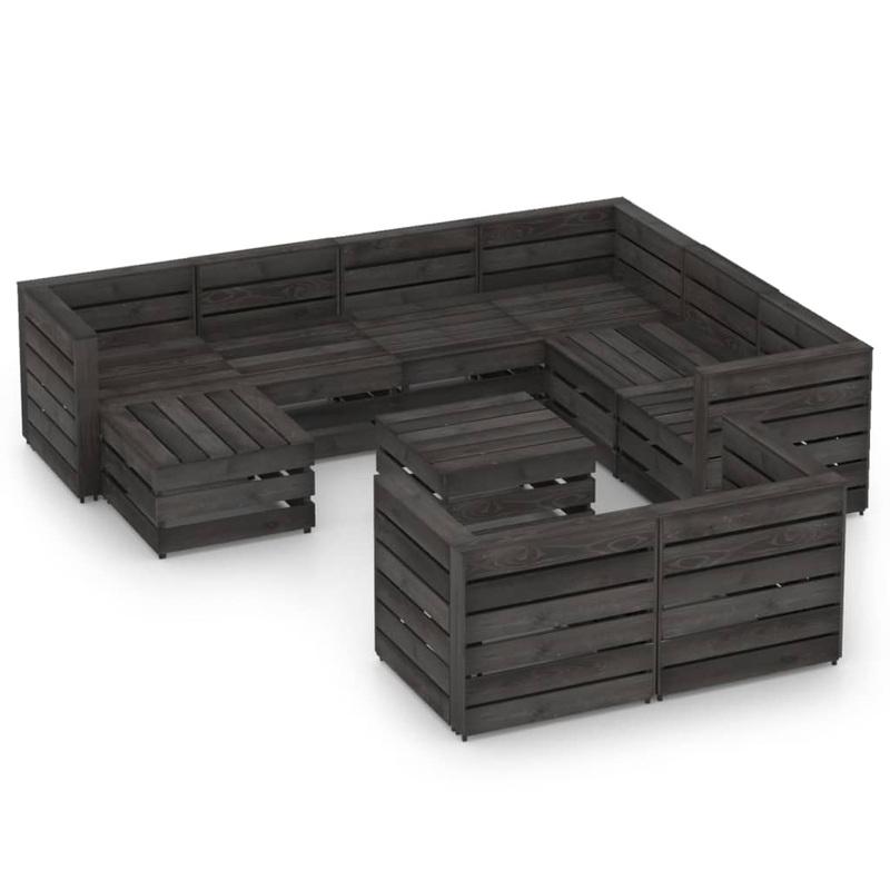 Berkfield 10 Piece Garden Lounge Set Grey Impregnated Pinewood