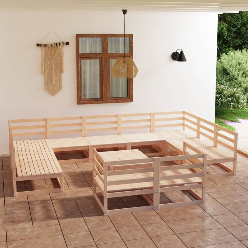 Berkfield 12 Piece Garden Lounge Set Solid Pinewood
