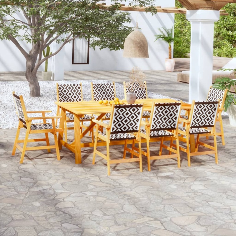 Berkfield 9 Piece Garden Dining Set Solid Acacia Wood