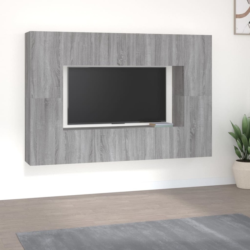 Berkfield 8 Piece TV Cabinet Set Grey Sonoma Engineered Wood