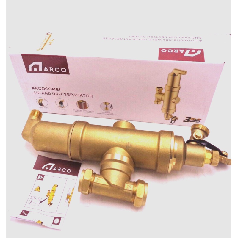Arco Combi 22mm Horizontal Air & Dirt Separator With Magnet – Brass- Similar to Spirovent – Brand New