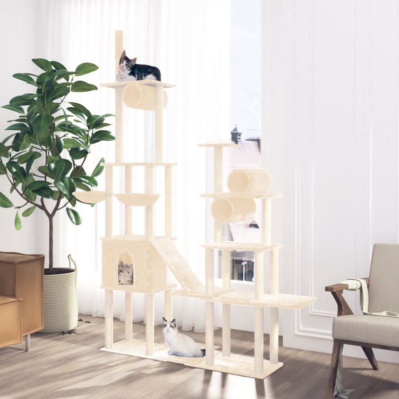 Berkfield Cat Tree with Sisal Scratching Posts Cream 279 cm