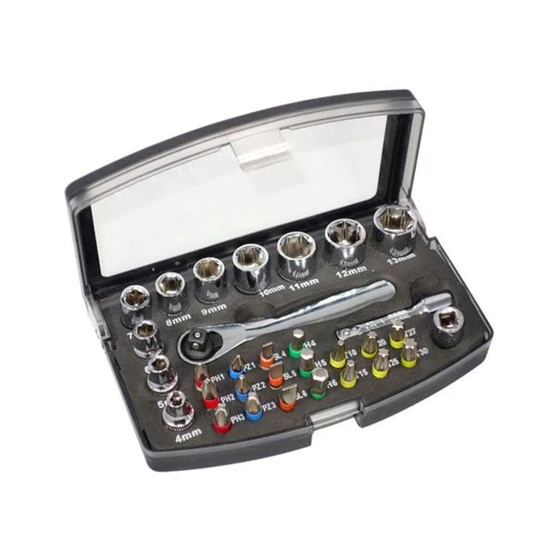 Regin REGK90 micro socket and bit set 31 piece (1/4 sq drive)