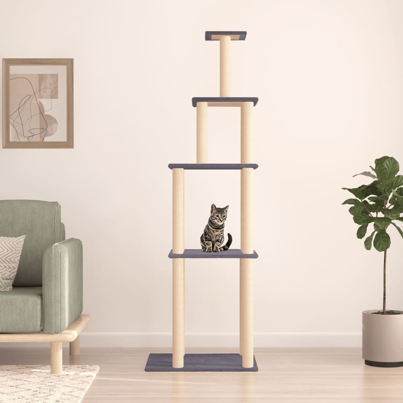 Berkfield Cat Tree with Sisal Scratching Posts Dark Grey 183 cm