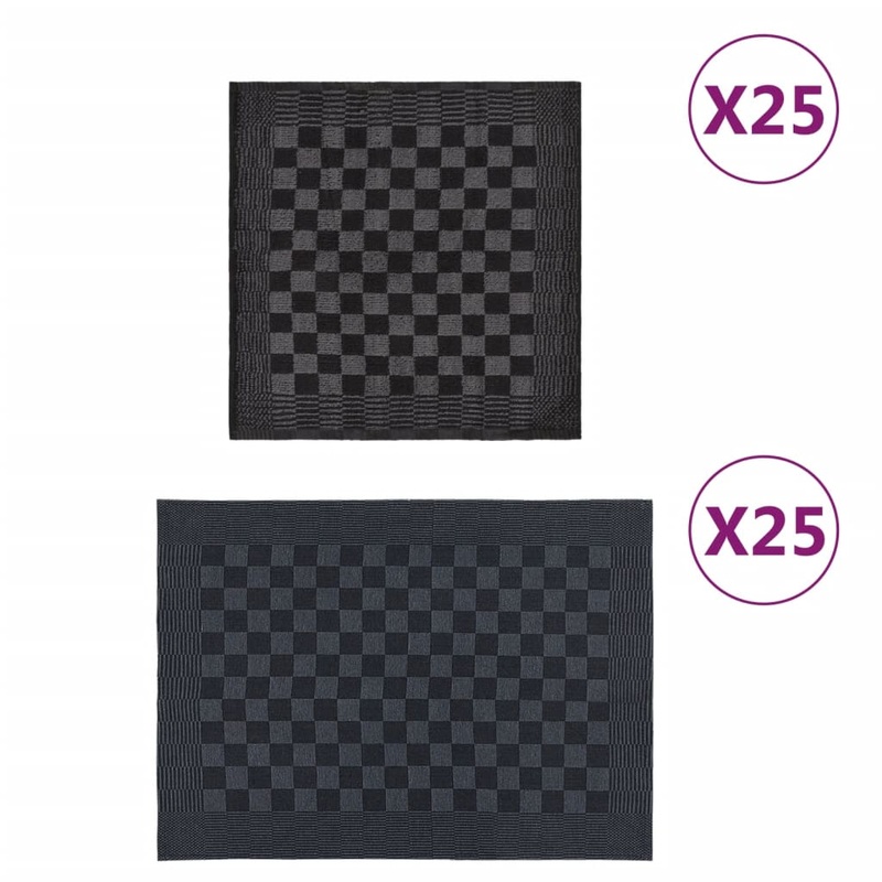Berkfield 50 Piece Towel Set Black and Grey Cotton