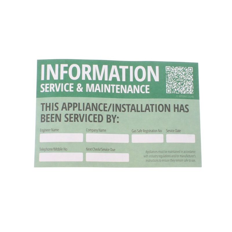 ATOM THIS APPLIANCE/INSTALLATION HAS BEEN SERVICED BY LABEL (PK10)