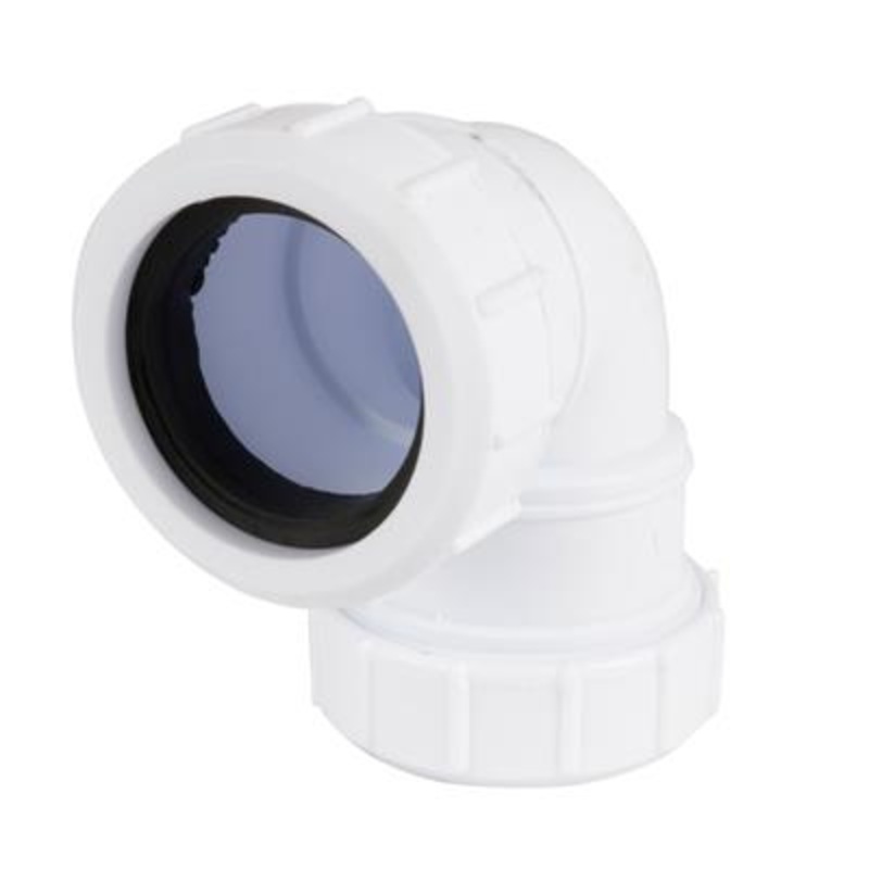 PLASTIC COMPRESSION 40mm 90 DEGREE BEND WHITE