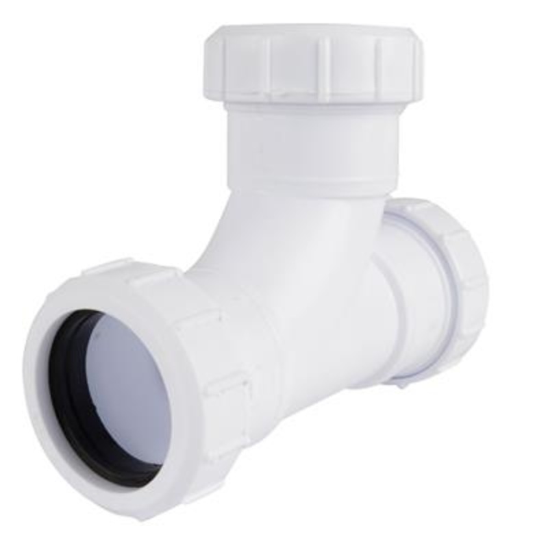 PLASTIC COMPRESSION 40mm TEE WHITE
