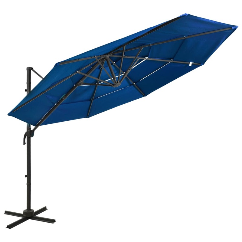 Berkfield 4-Tier Parasol with Aluminium Pole Azure Blue 3×3 m