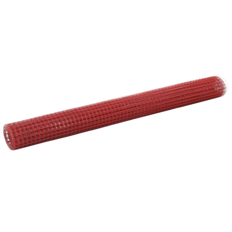 Berkfield Chicken Wire Fence Steel with PVC Coating 10×1.5 m Red