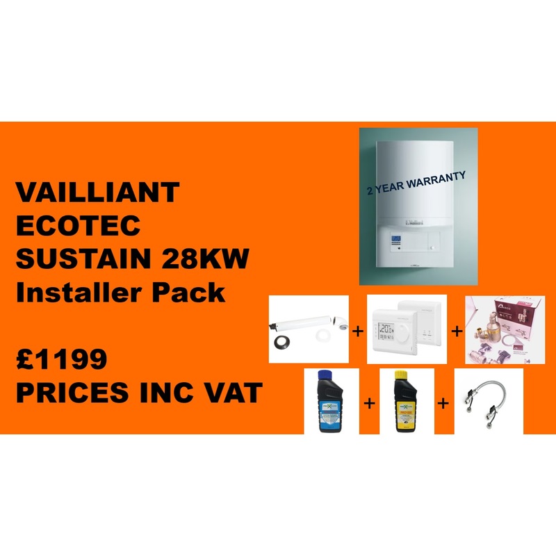 Vaillant ecoTEC Sustain 28 (ErP) Combi Boiler+Flue+Installer PACK