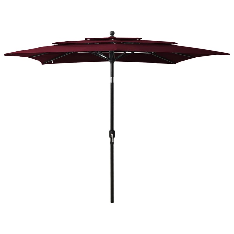 Berkfield 3-Tier Parasol with Aluminium Pole Bordeaux Red 2.5×2.5 m