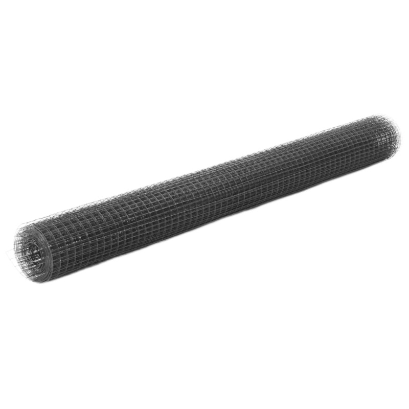 Berkfield Chicken Wire Fence Steel with PVC Coating 10×1.5 m Grey