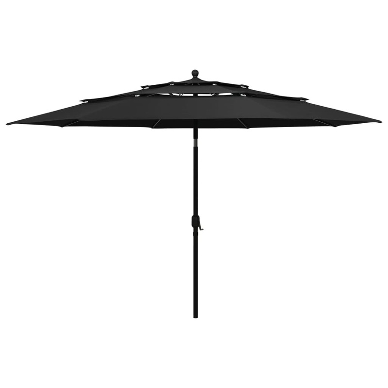 Berkfield 3-Tier Parasol with Aluminium Pole Black 3.5 m