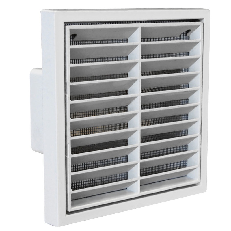 110x54mm Louvred Grille White Rectangular Spigot