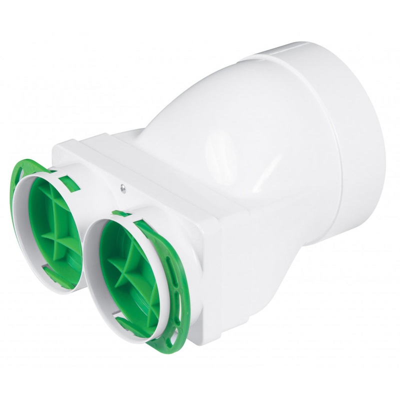 Quiet-Vent 125mm to 2x75mm straight connector
