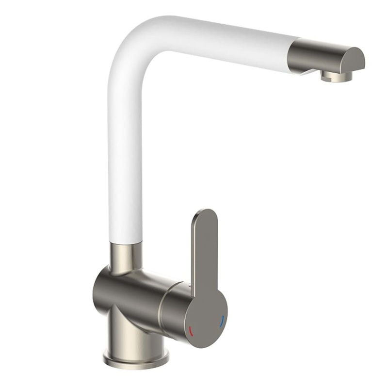 SCH_TTE Sink Mixer with High Spout RIO Stainless Steel White Matt